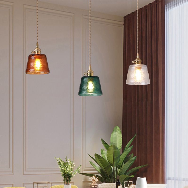 Geometry Shade Hanging Lighting Industrial Style Glass 1 Light Pendant Lamp for Bedside