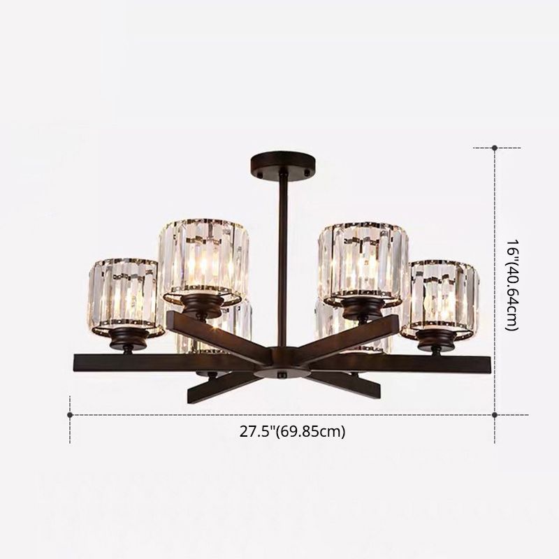 Cristallo trasparente Crystal Cilindrico Leonaio Lampaggio Light Modern Style Living Soggiorno pendenti in nero