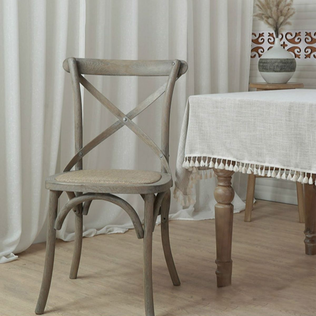 Bentwood Armless Dining Chairs Oak Cross Back Side Chair with Wood Legs