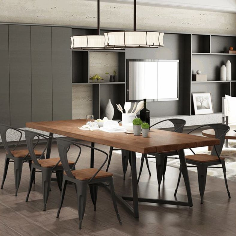 Industrial Rectangle Wooden Table Set 1/2/7 Pieces Dining Set for Kitchen