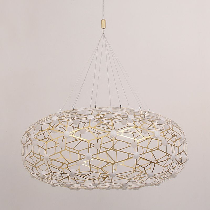 Modern Simplicity Oval Pendant Chandelier Metal Hanging Light Fixture for Coffee Shop