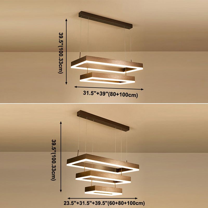 Brown Aluminum Chandelier Lighting Fixture Modern Clusters Pendant for Living Room