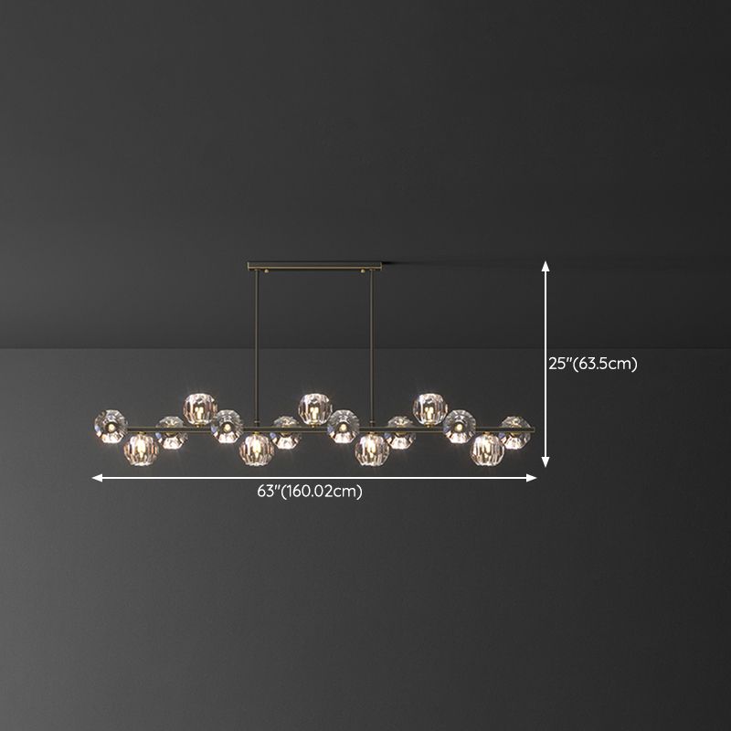 Modern Style Globe Shape Island Pendants Crystal Pendant Lights in Black for Dining Room