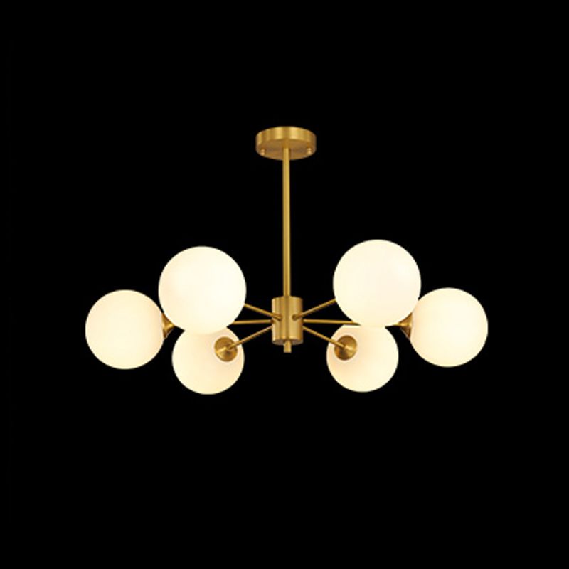 Lampadario globo nordico oro multi luce appesa alla luce con vetro bianco per camera da letto