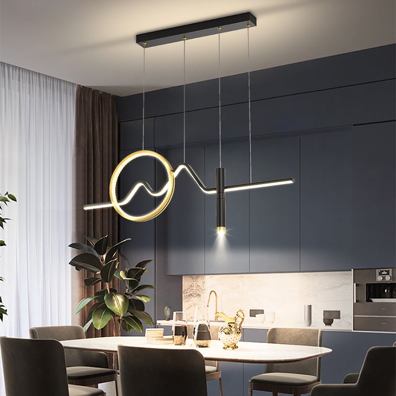 Luce a ciondolo dell'isola a led in ferro battuto nella moderna luce del soffitto acrilico in stile creativo per sala da pranzo