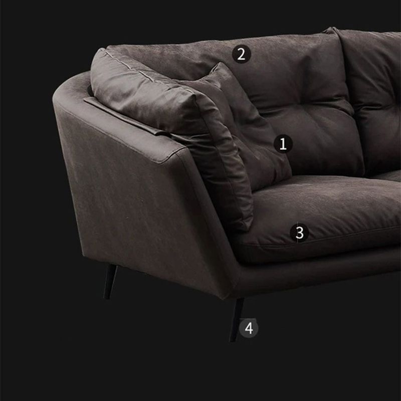 Faux Leather Tufted Contemporary Flared Arm Stain Resistant Sofa Couch
