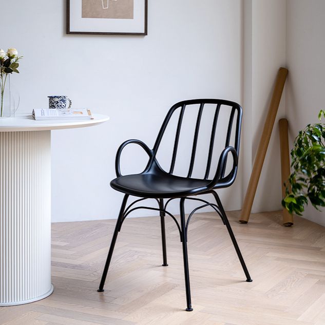 Sillas de comedor de cocina de estilo industrial, sillas laterales con brazo de comedor con patas de metal