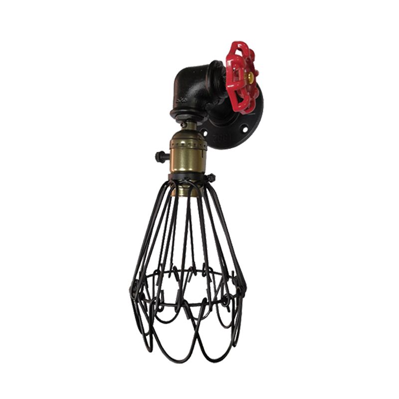 1 cabeza CAJA CAGA CONTRACURA DE LIGHTA VINTAGE NEGRO/ROYO/FINACIÓN PLATA Lámpara de montaje de pared de metal con válvula deco