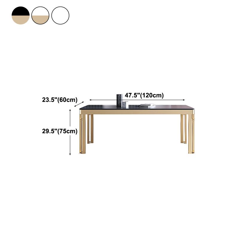Glam Sintered Stone Home Table Gold Rectangle Dining Table with 4 Legs