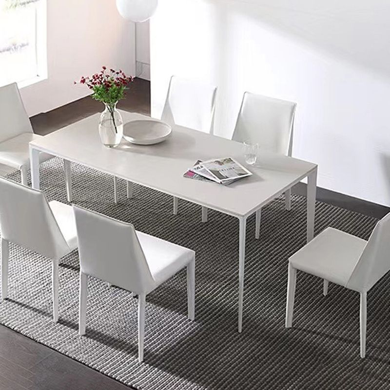 Contemporary 1/2/5/7 Pieces Dining Chairs Set Stone Rectangle Furniture in White