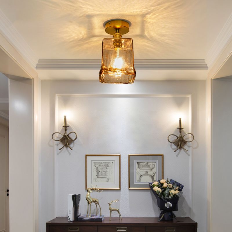 Luz de techo de montaje semi rasgador de vidrio estilo geométrico de estilo geométrico Luz montado en el techo