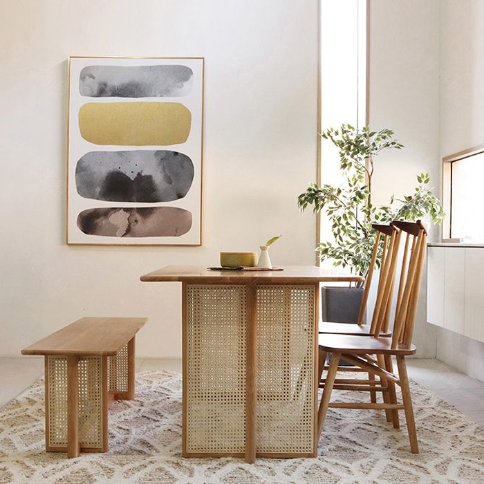 Eigentijdse kaki rechthoekige eettafel massief houten standaard eettafel voor keuken