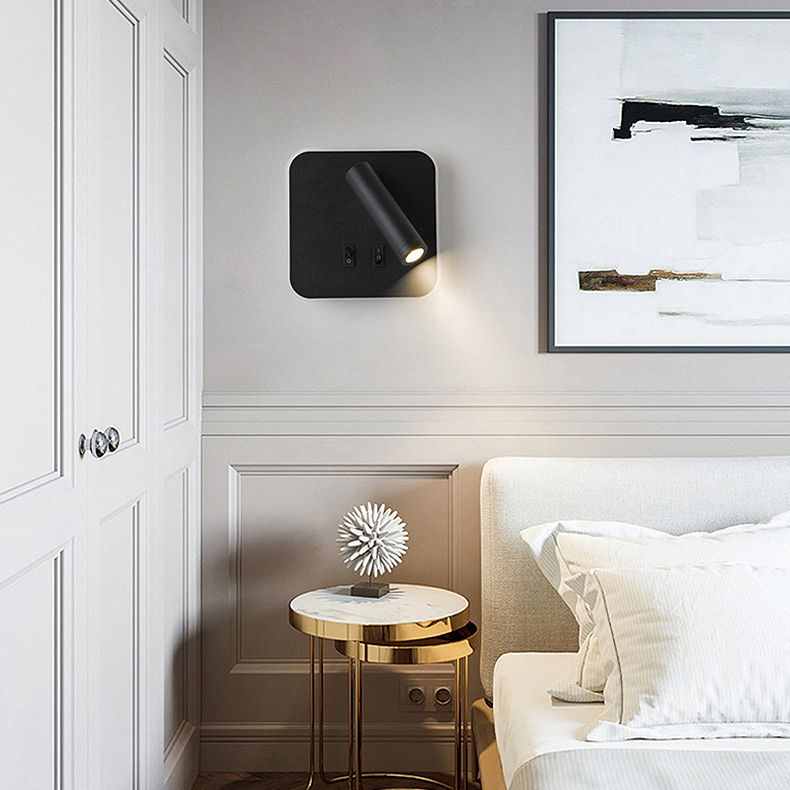 350° Rotatable LED Spotlight Wall Lamp Nordic Minimalism Bedside Reading Lamp with Backplane Night Light Design