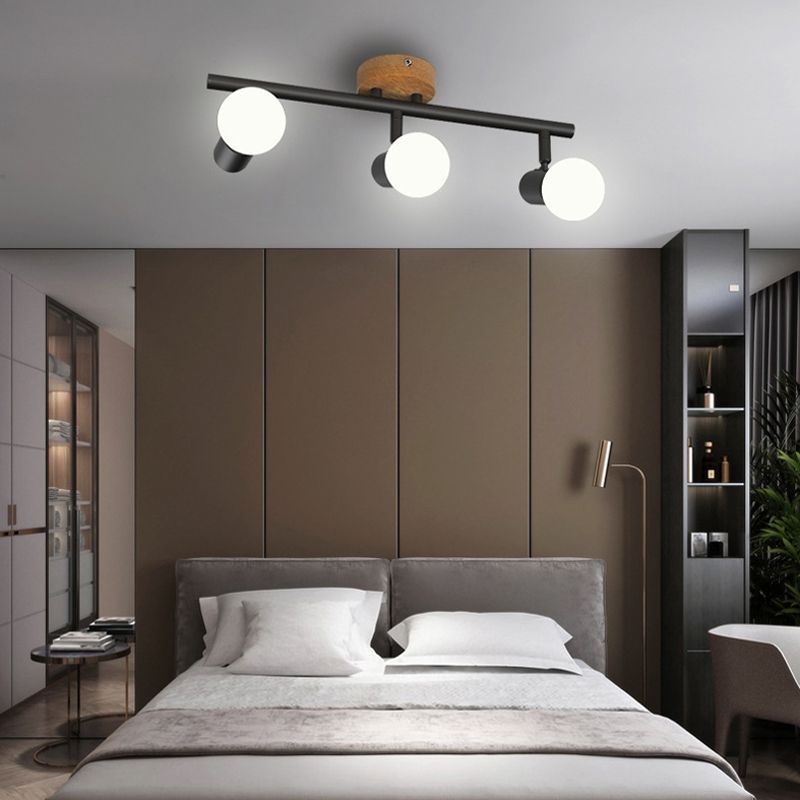 Surface Mounted Track Lights Retro Style Wood Adjustable Angle Home Bedroom Living Room Multi-lamp Ceiling Light