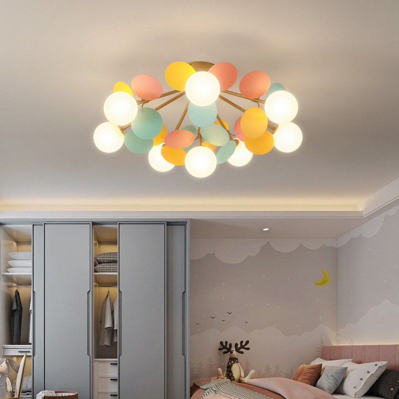 Macaron Style Sputnik Shape Flush Mount Glass Ceiling Light for Bedroom