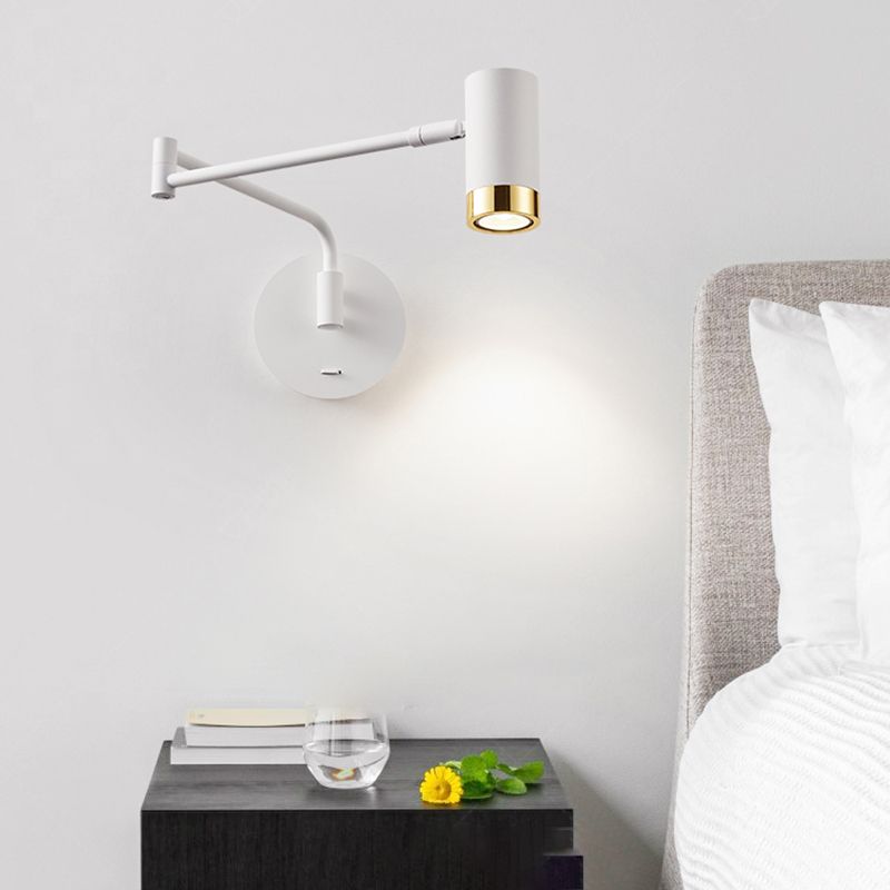 Metal Half Cylinder Shade Swing Arm Wall Lighting Modern Style 1 Light Sconce Lamp