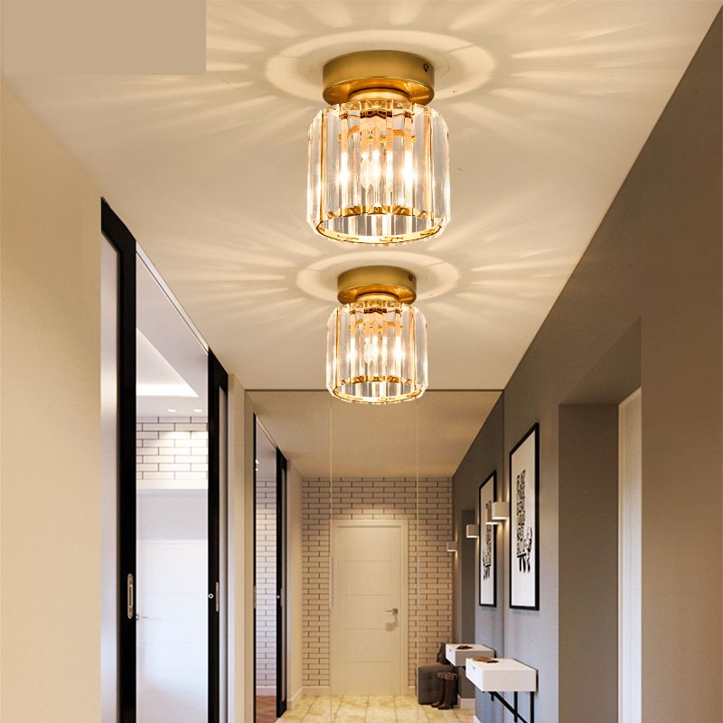 Modern Flush Light Fixtures Crystal Geometric 1 Light Flush Mount Lamp