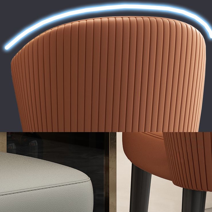 Silla lateral de cuero contemporánea para sala de estar Silla de comedor Wingback
