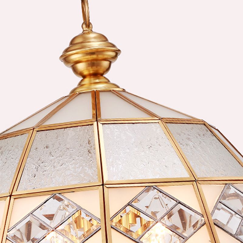 Dome Pendant Chandelier Traditional Milk Glass 7 Bulbs Brass Hanging Ceiling Light
