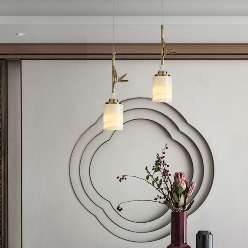 Suspension de style moderne suspendu à la lumière du cylindre en pierre pour chambre à coucher