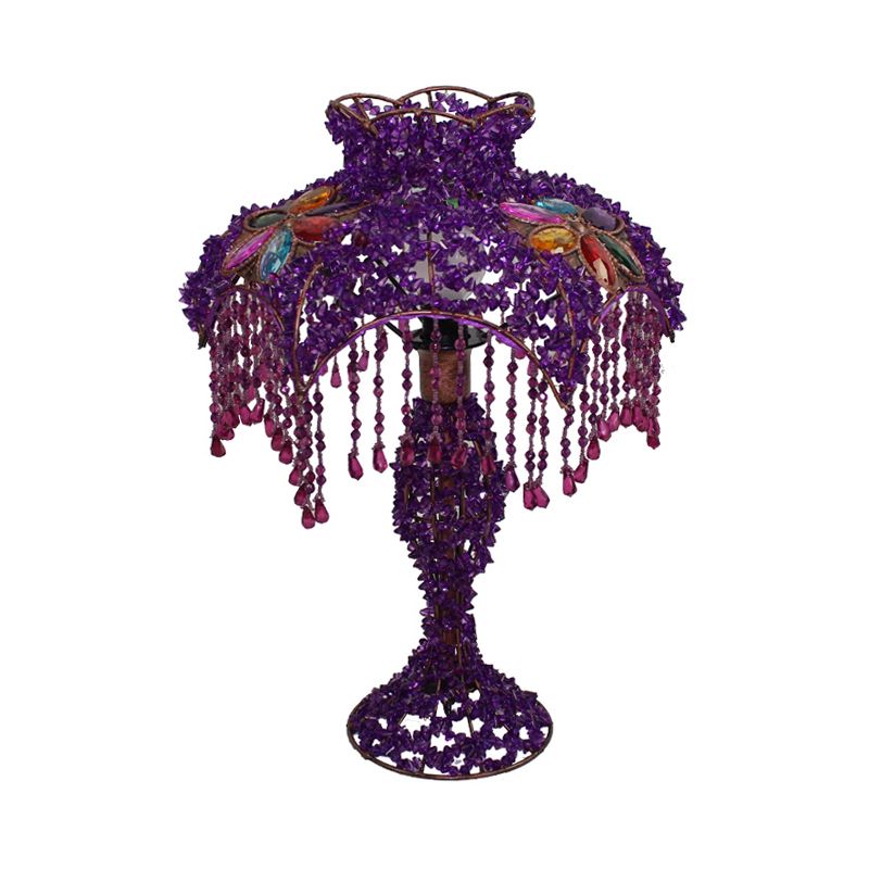 Blanc / violet 1 tête d'éclairage de nuit bohème en métal de nuit de nuit festonnée pour le salon
