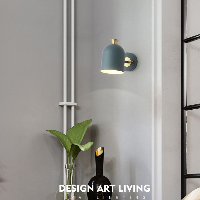 Modern Concise Macaron Wall Lamp Wrought Iron Dome Wall Light for Interior Spaces