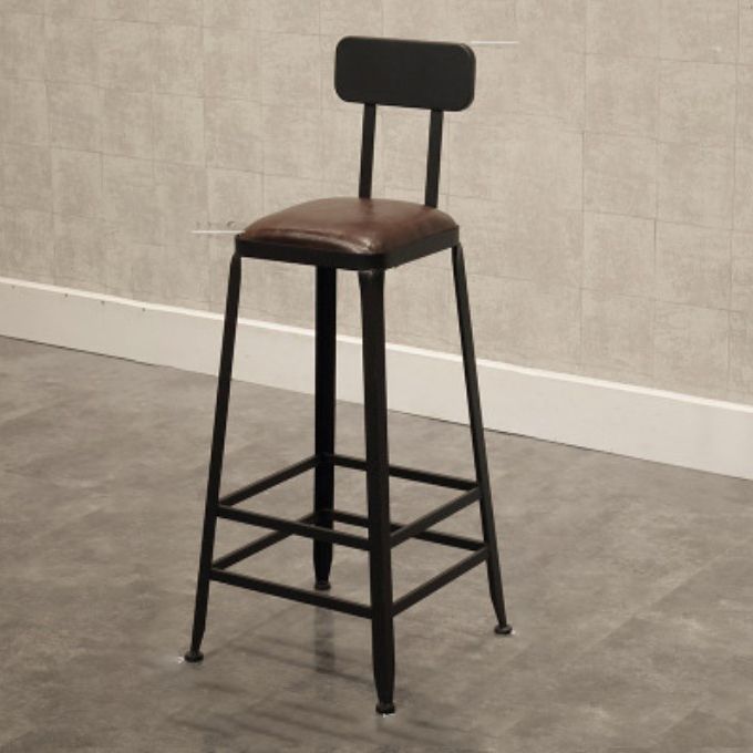Dining Room Industrial Style Barstool Iron Pedestal Bar Stool with Pedal