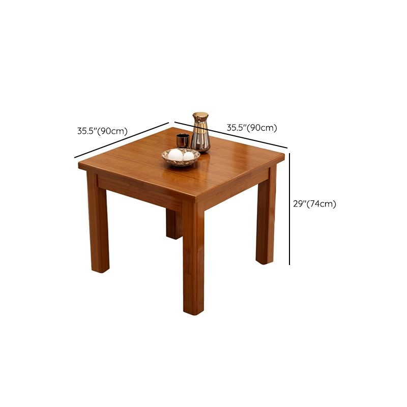 Modern Square Dinner Table Brown Solid Wood Tabletop for 2 Persons