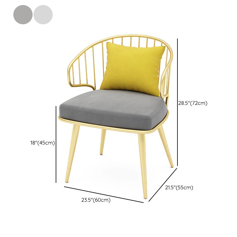 Contemporary Kitchen Dining Armchair Metal Side Dining Chairs in Gold