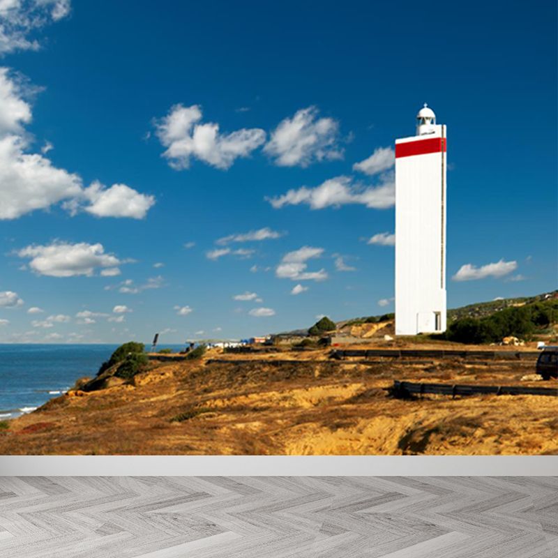 Stain-Proof Beacon in Morning Mural Decal Non-Woven Nautical Wall Decor for Boys Bedroom