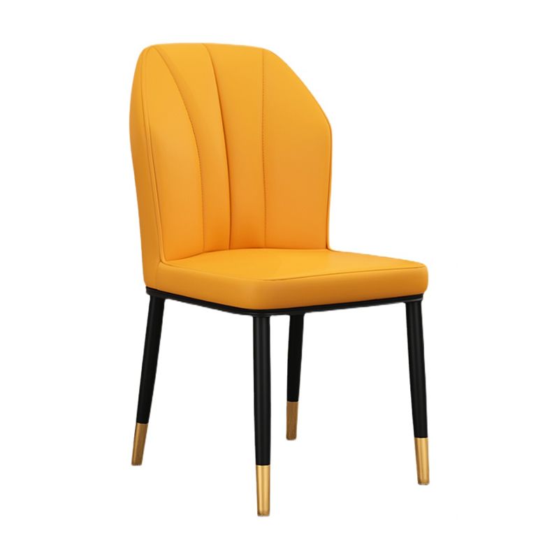 Silla de comedor de cuero para cocina moderna, silla Parsons de 36"H con patas de metal