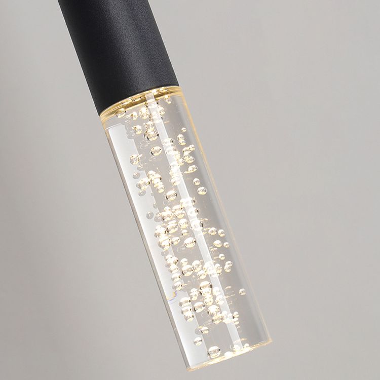 Cylinder Bedroom Pendant Lighting Fixture Acrylic LED Nordic Hanging Ceiling Light in Black