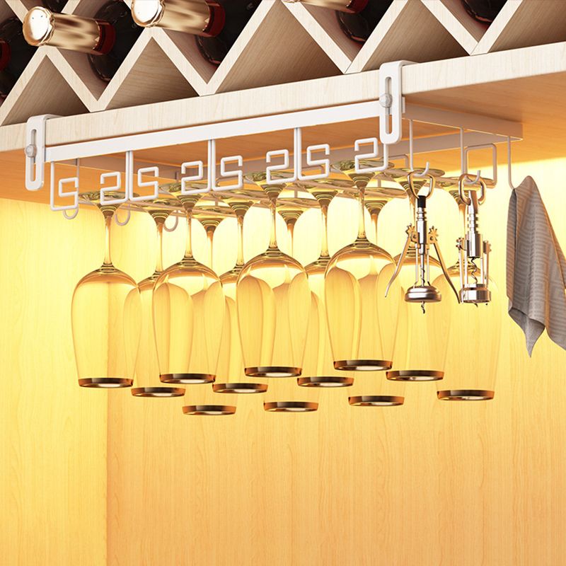 Metal Hanging Modern Wine Rack Wine Stemware Holder in Gold/White