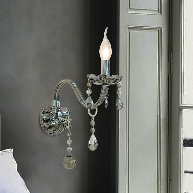 Cristal Teardrop Smoke gris pared de pared veligante 1/2 bomba Luz de montaje de pared tradicional