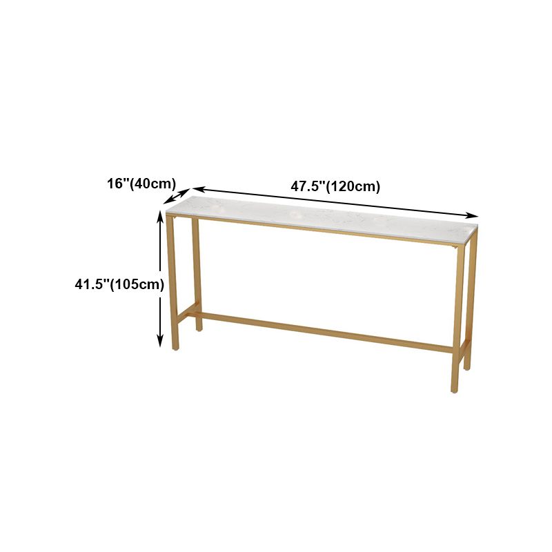 White Stone Bar Table Traditional Luxury Bar Table with Gold Base