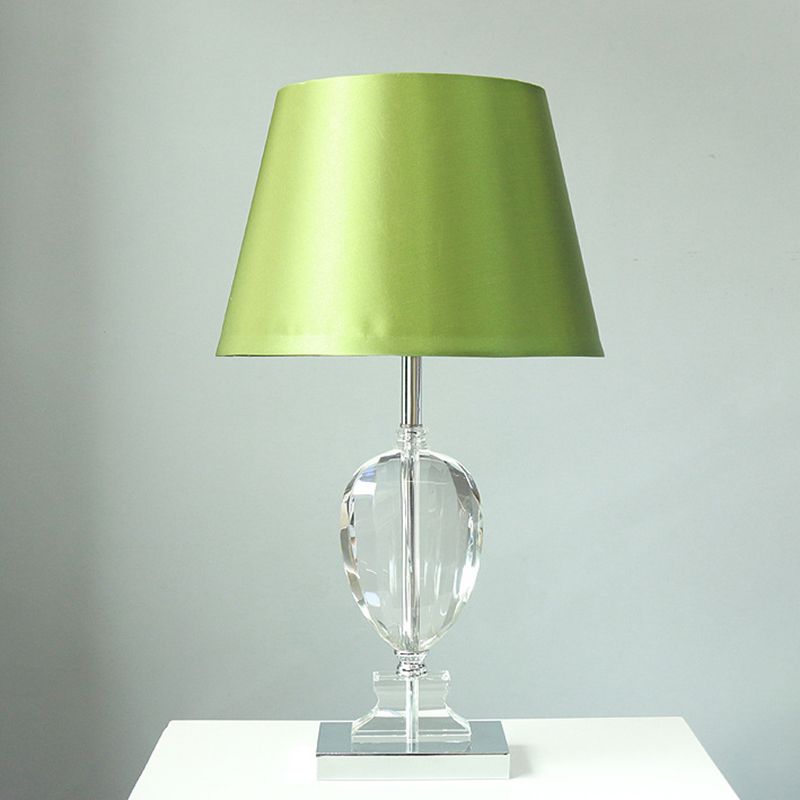 Lámpara de mesa de dormitorio de 1 luz de cristal biselado de estilo moderno con luz nocturna Empire Shade en verde