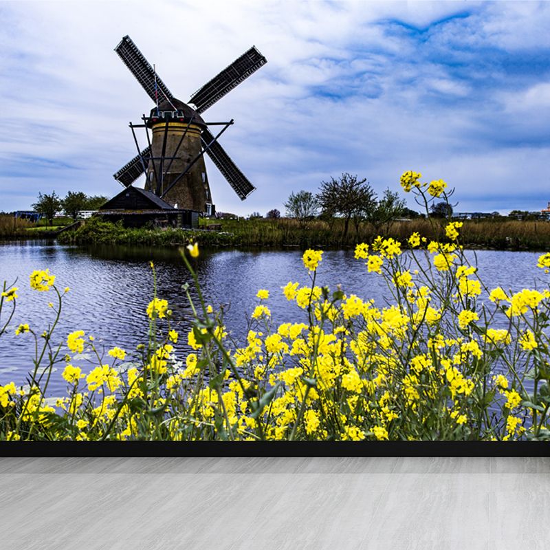 Whole Riverside Windmill Mural Decal for Wall Decor Contemporary Guest Room Wall Art