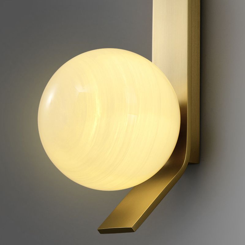 Gold Modern Metal Wall Sconce Ball Shape Wall Light with Glass Shade for Bedroom