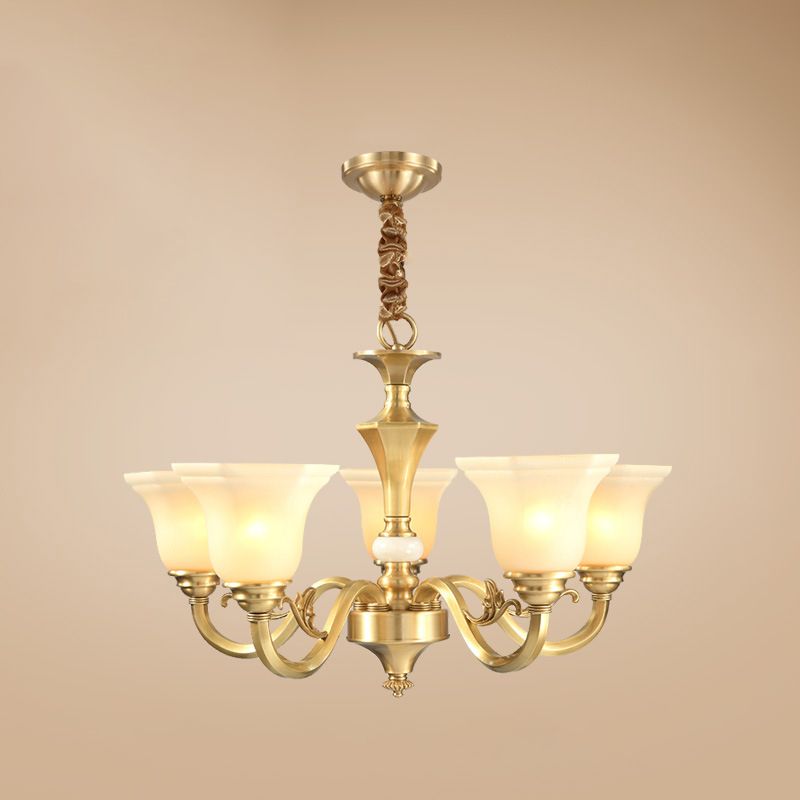 Modern Style Metal Hanging Pendant Light Glass Geometric Chandelier for Living Room