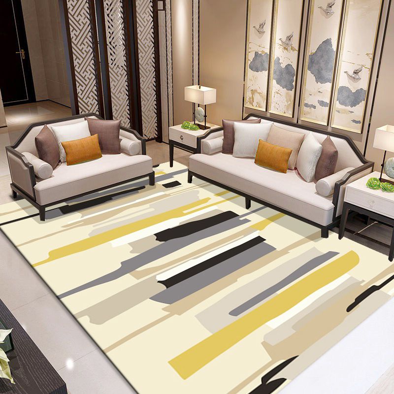 Modern Indoor Rug Geometric Patchwork Area Rug Polyester Non-Slip Carpet for Living Room