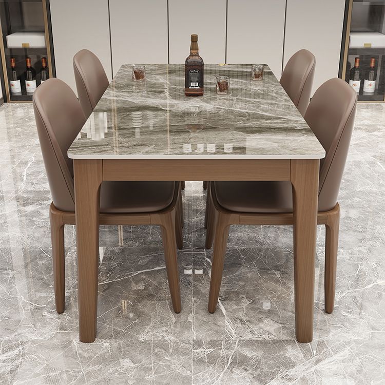 Rectangle Dining Site Table Midcentury Style Stone Dinner Room Kitchen Table