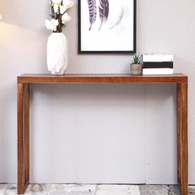 Mid-Century Modern Pine Console Sofa Table Rectangle End Table for Hall