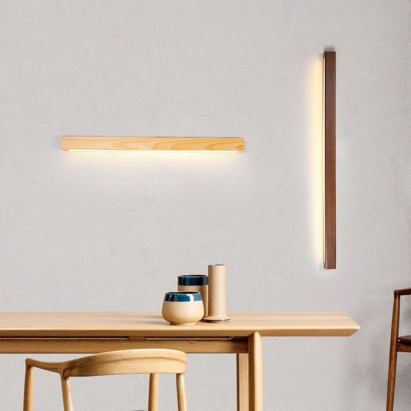 Linear Wooden Flush Mount Wall Lamp Nordic LED Wall Light Fixture for Living Room