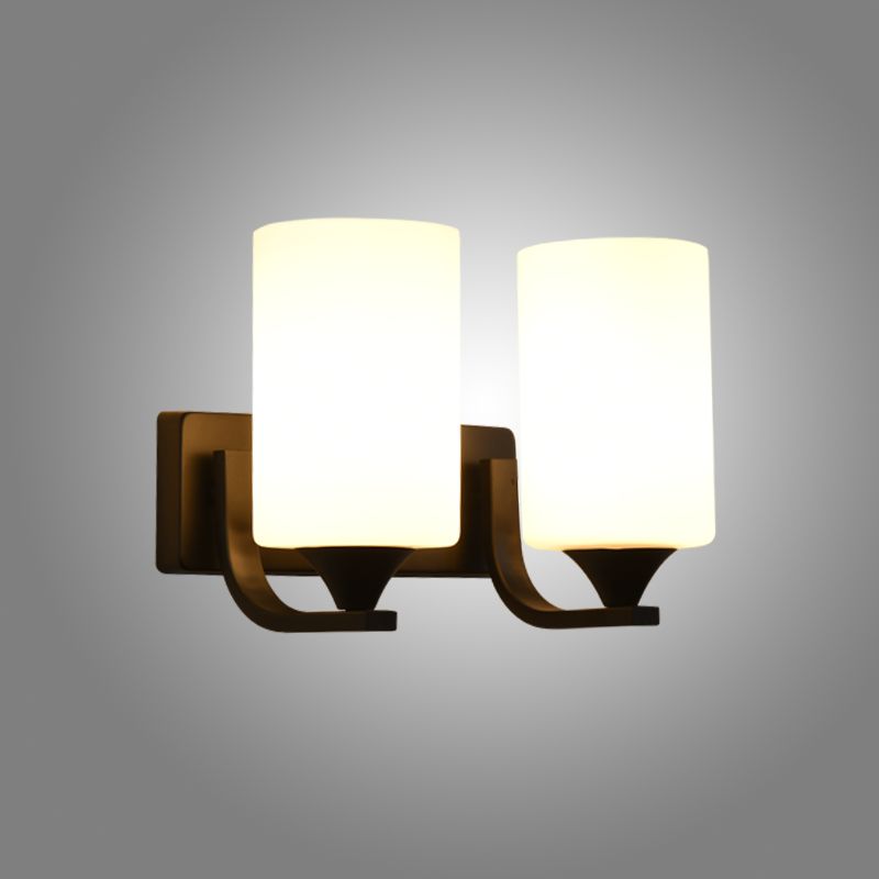 Zylinder Schwarze Leuchtenbeleuchtung Industriemilchglas Wandleuchte Lampe