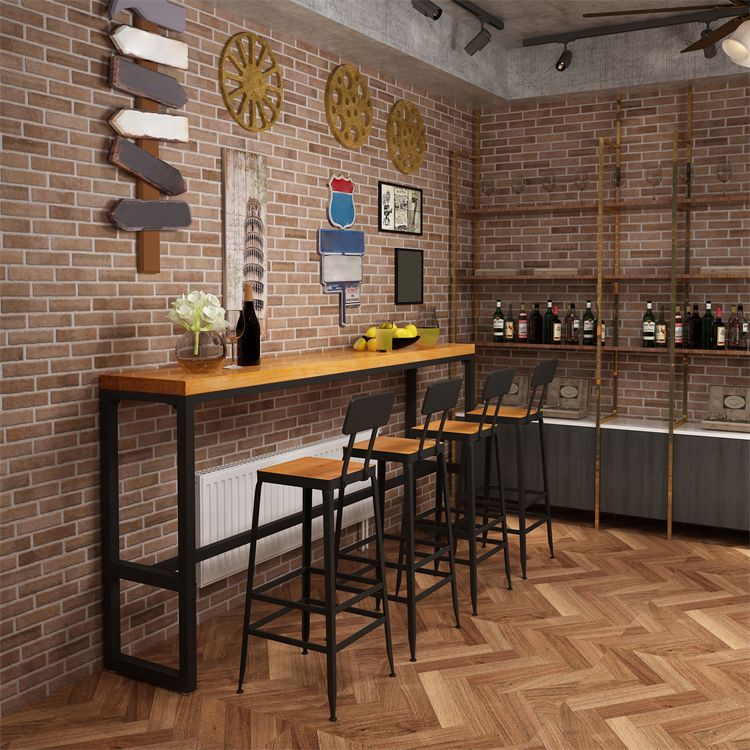 Industrial 1/2/5 Pieces Solid Wood Bar Table Set Fixed Counter Set