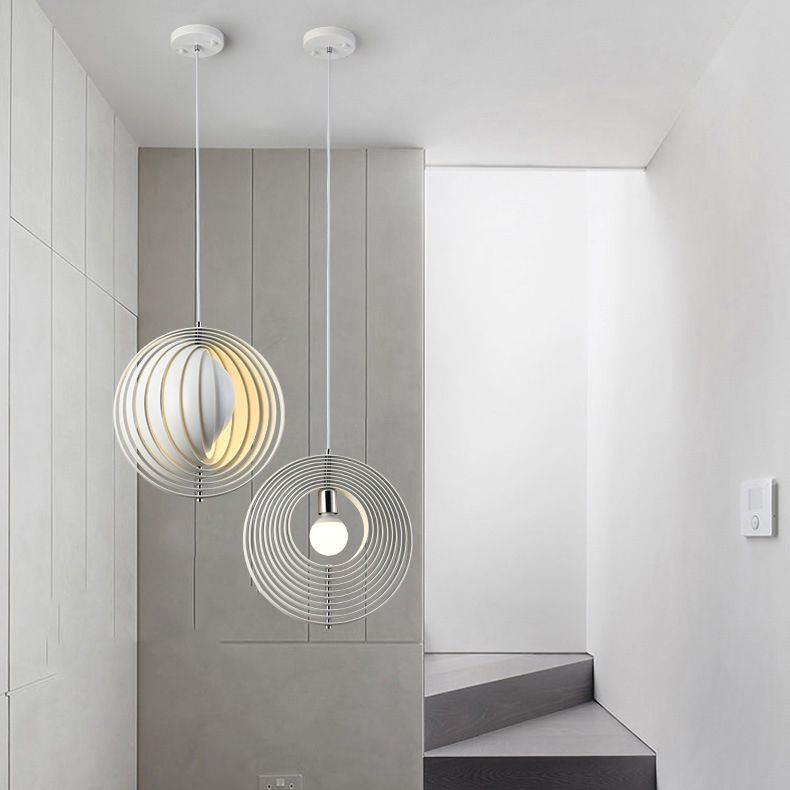 Lampe suspendue de style moderne Creative Metal Pendant Light en blanc pour chambre à coucher