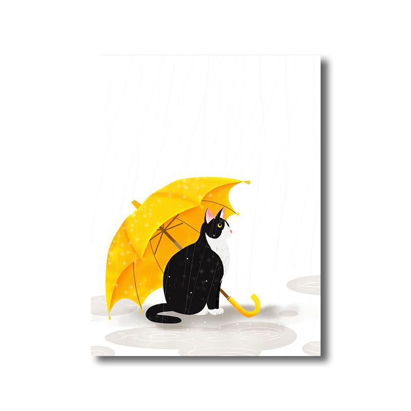 Cartoon-Regen- und Regenschirm-Leinwand in hellen Farben, Wanddekoration für das Spielzimmer