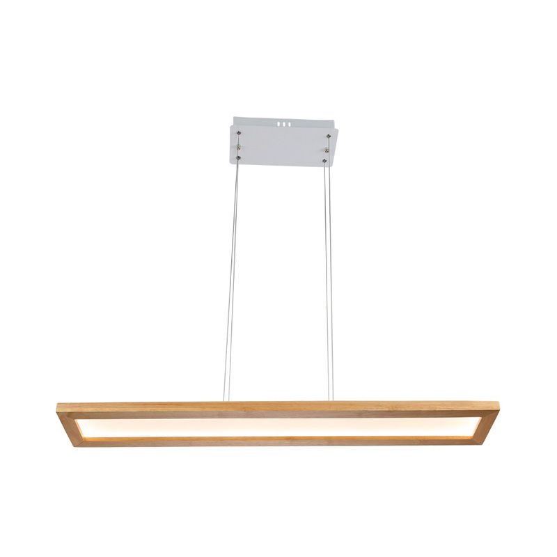 Araña de techo de rectángulo beige minimalismo de madera led encuesta liderada lámpara en luz blanca/cálida/natural