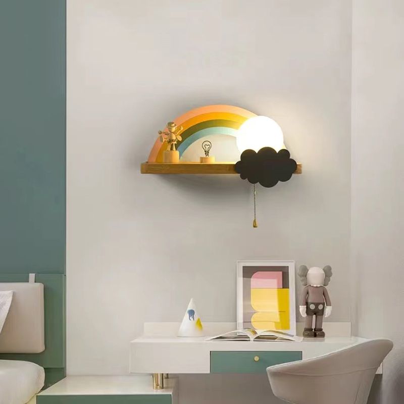 Modern Style Wooden Wall Light Fixture Creative Wall Light Sconce for Child's Room