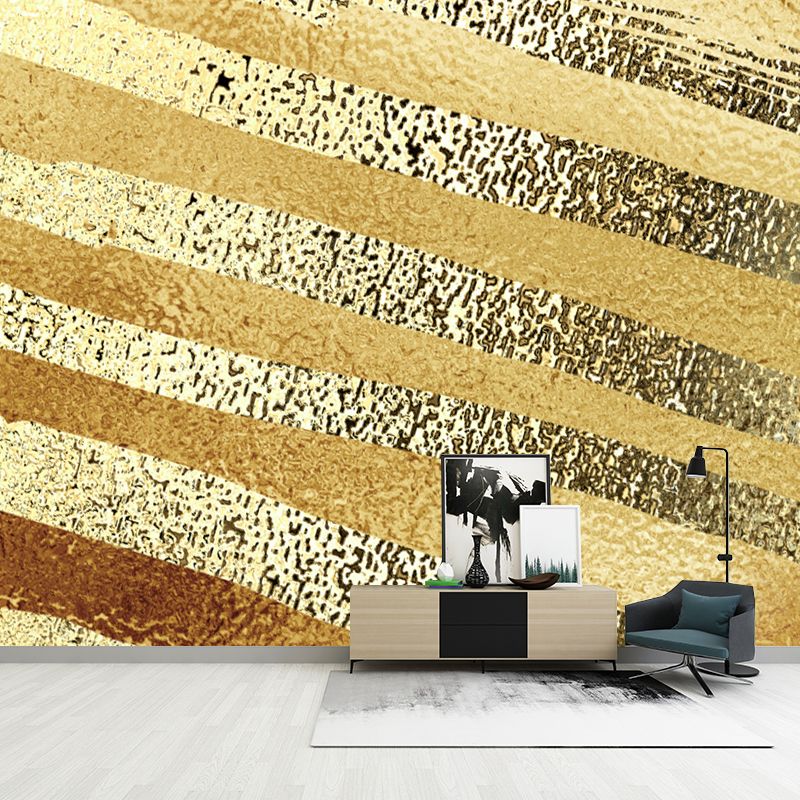 Illustration Foil Stripe Wallpaper Mural for Accent Wall, Dark Color, Made to Measure